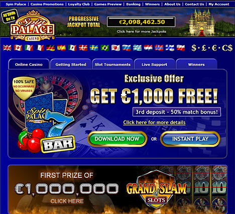 Spin Palace Online Casino Home Page